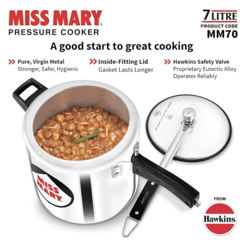 Hawkins Miss Mary Pressure Cooker, 7 Litre, Silver (MM70) - Image 4